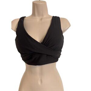 Sunsets Elsie Bikini Swim Size 38D/40C Wire Bra Wrap Swim Top Black NWT $90
